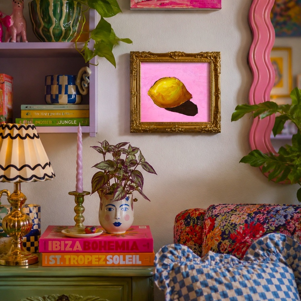 Hand-Painted Original Lemon Still Life Wall Art - Canvas 5x7 inches